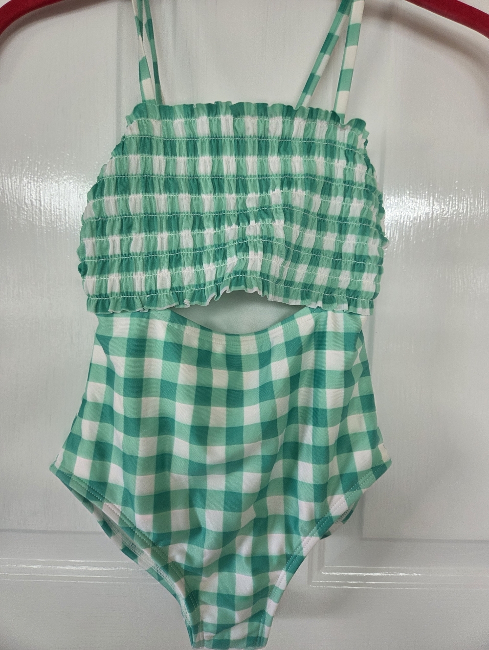 Cat & Jack Mint Green Gingham One-Piece Swimsuit